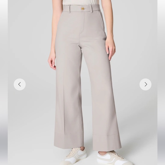 SPANX Stretch Twill Cropped Wide Leg Pants Bone Size XL Petite NWT Supersmooth - Picture 2 of 12